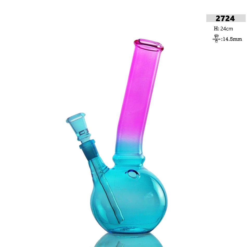 Glasbong H: 24cm Blau/Pink Farbe mit Eis