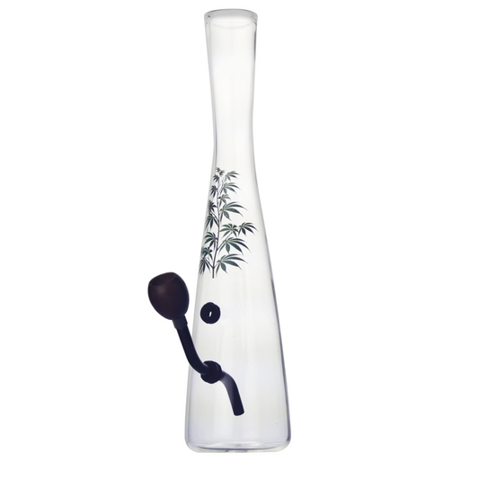 Holland Bong mit grünen Blättern & Kickloch 38cm