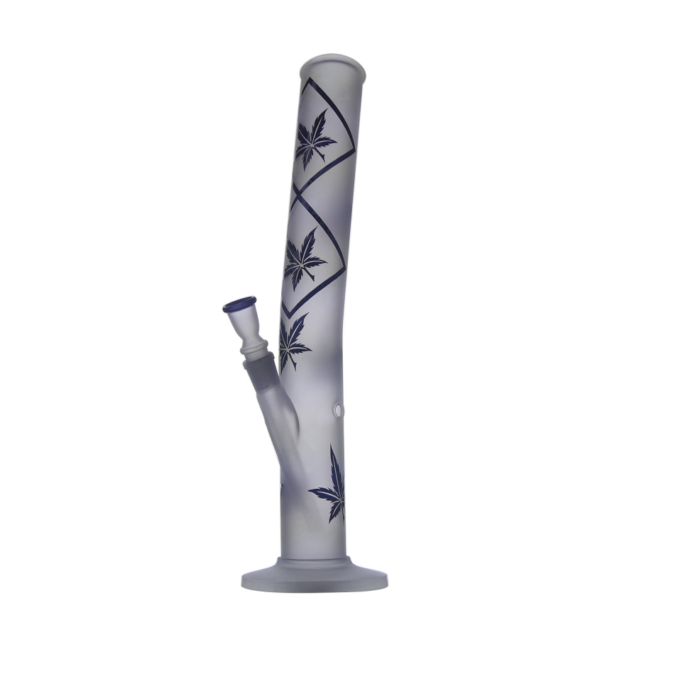 Glasbong 42cm Sand gestrahlt  mit schwarze  Blättern